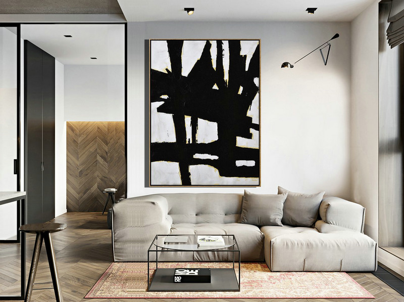 Handmade Large Painting,Minimalist Painting On Canvas, Palette Knife Vertical Minimal Art - Large Canvas Wall Art For Sale
